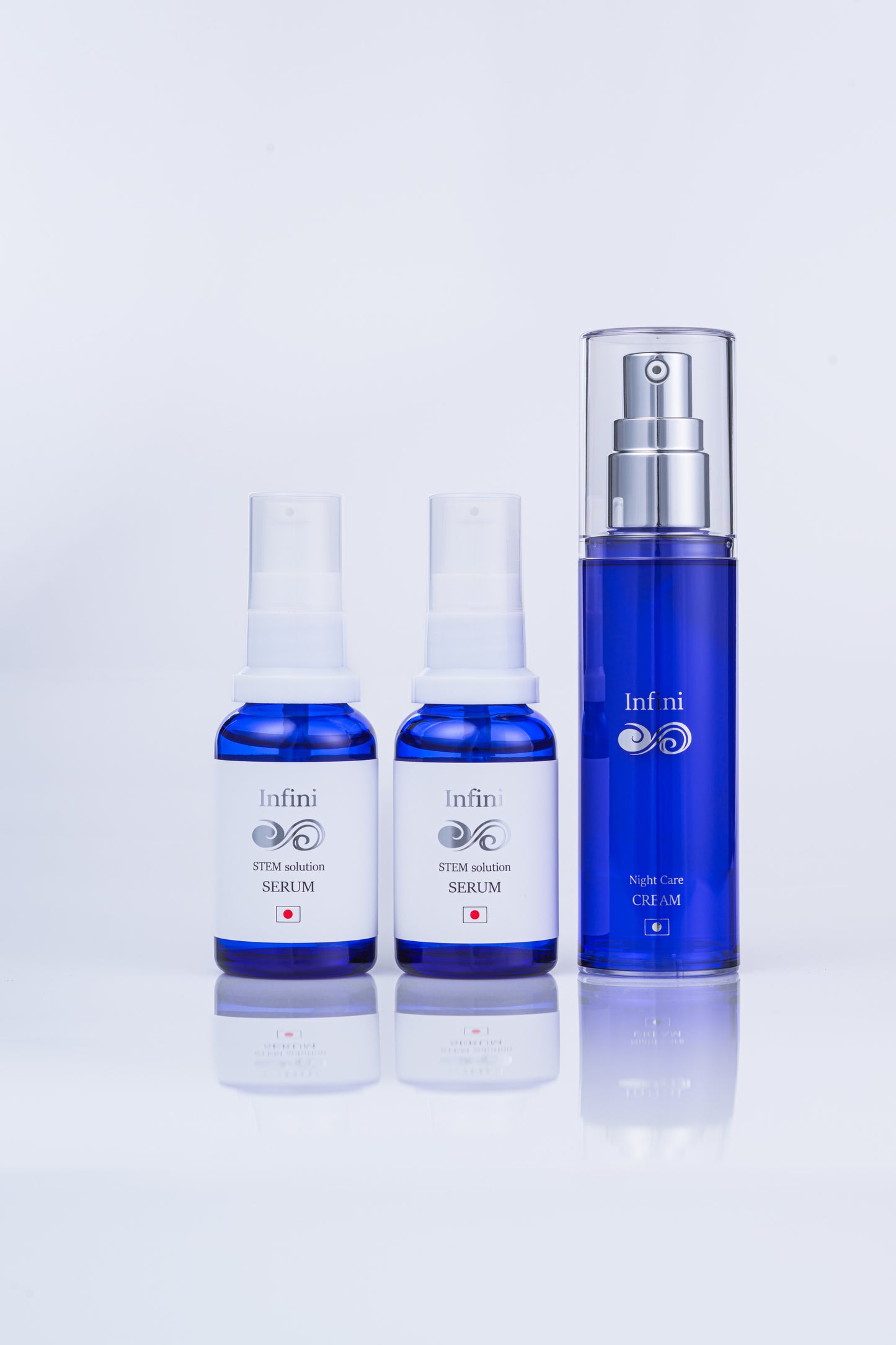 3-Piece Skincare Set: 2×Infini Stem Solution Serum/1×Night Care Cream | アンフィニ ステムソリューションセラム(2本)/ナイトケアクリーム(1本)〈3本セット〉