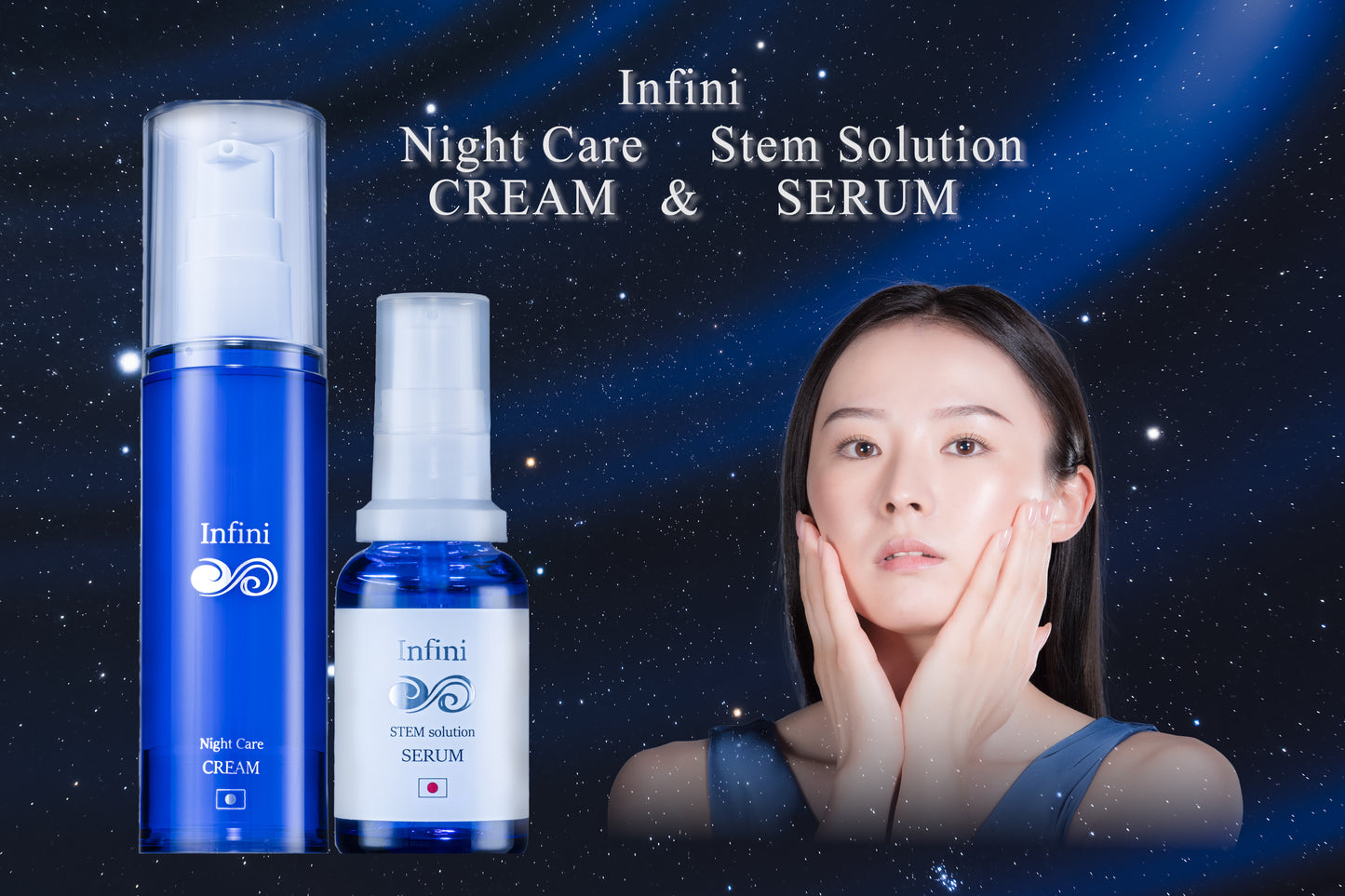 【For overseas】Infini stem solution serum・night care cream | 【海外発送】アンフィニ ステムソリューションセラム ・ ナイトケアクリーム 2本セット (コピー)