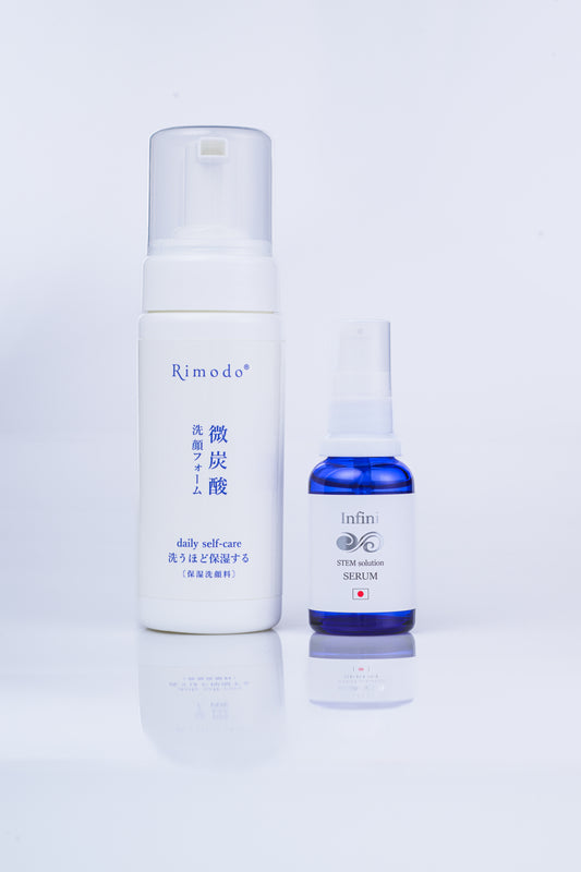 Infini STEM solution serum  &  Rimodo 微炭酸洗顔フォーム 　かんたんお手入れセット