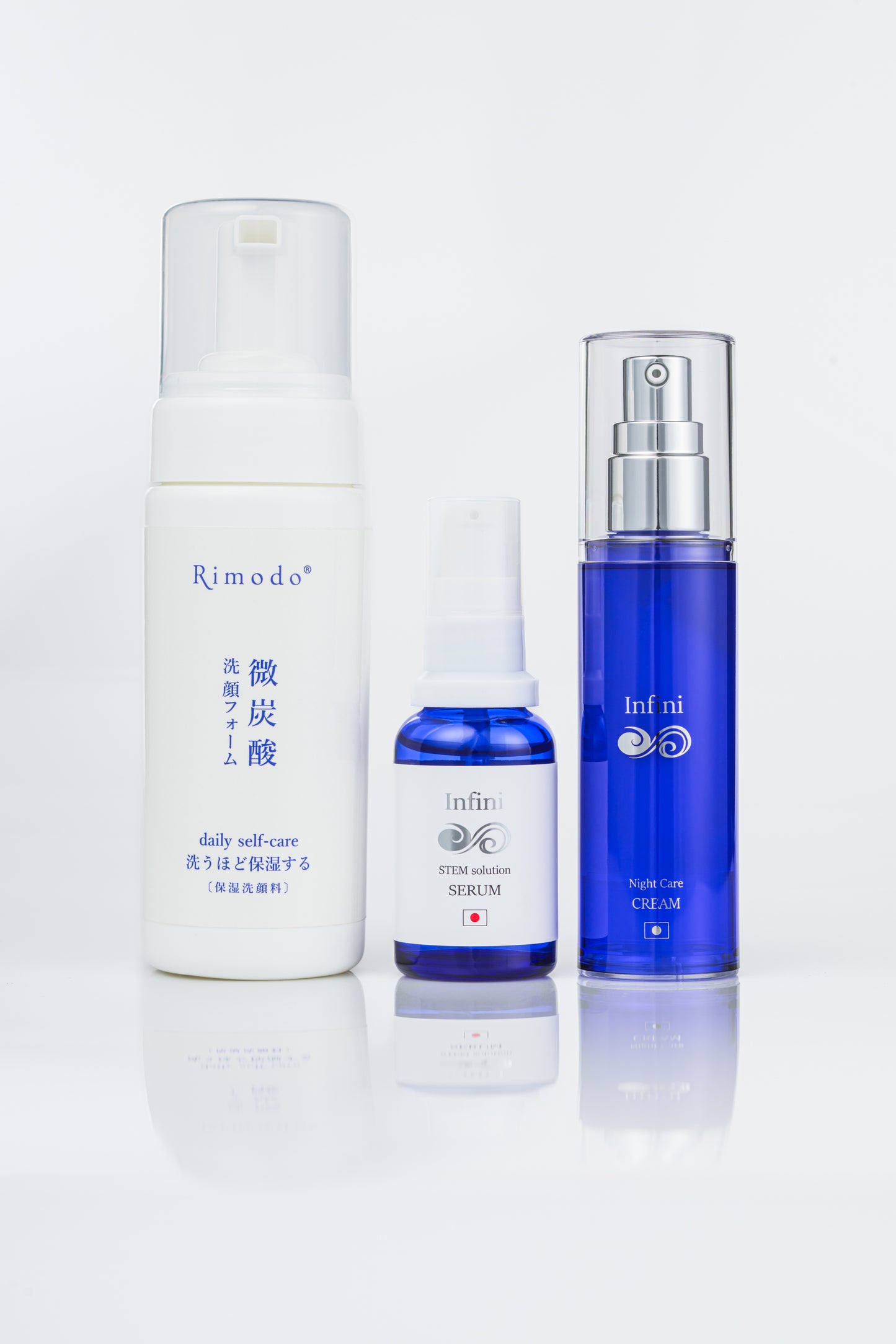 Infini serum ＆ Infini Night Care Cream & Rimoodo 微炭酸洗顔フォーム　３本セット