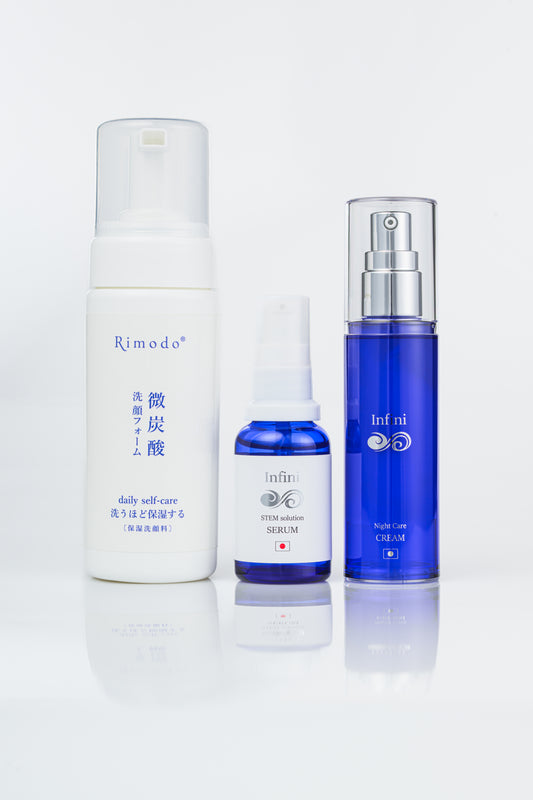 Infini serum ＆ Infini Night Care Cream & Rimoodo 微炭酸洗顔フォーム　３本セット