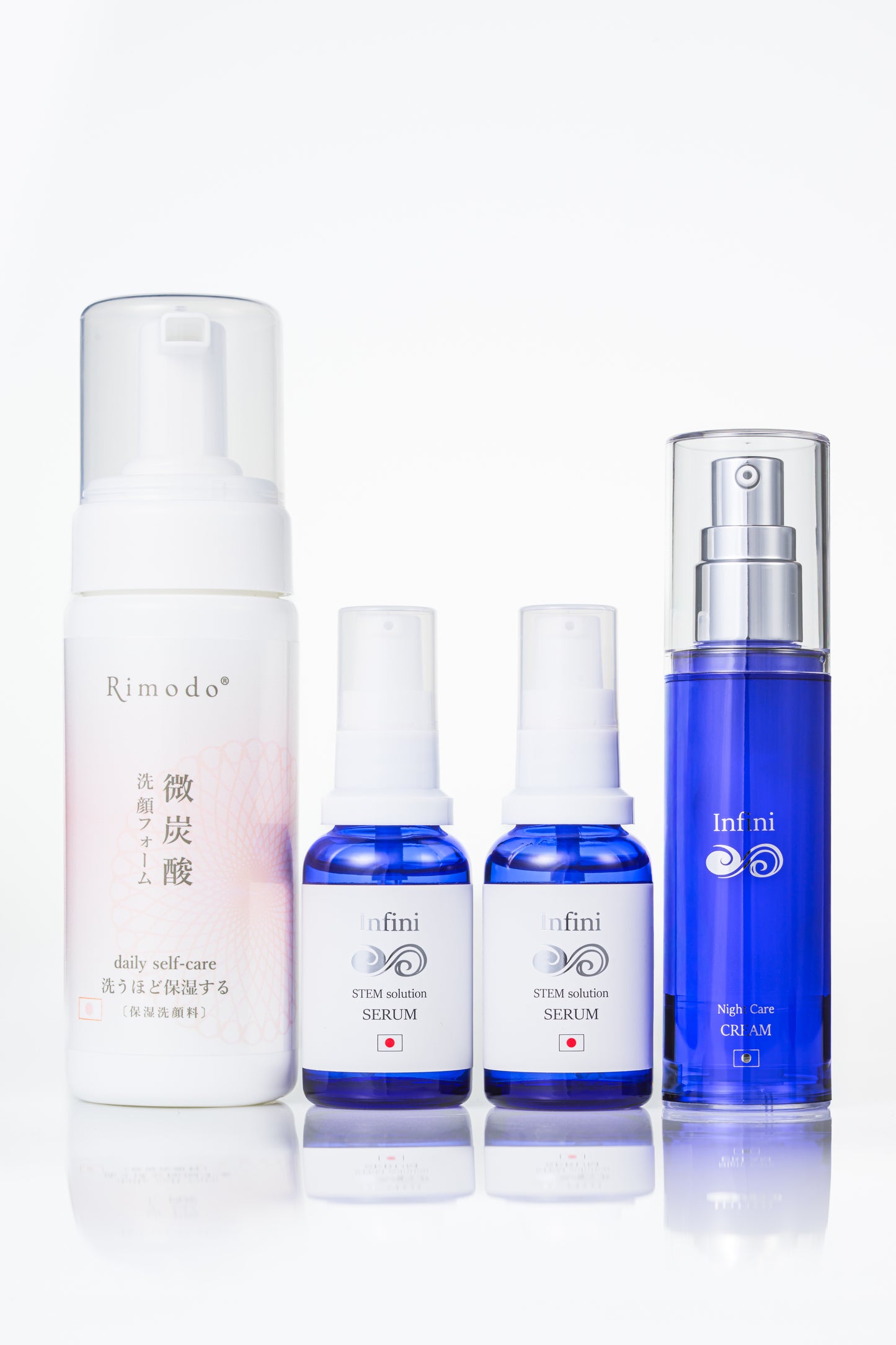 Infini serum 2本 ＆ Infini Night Care Cream & Rimoodo 微炭酸洗顔フォーム　2か月セット