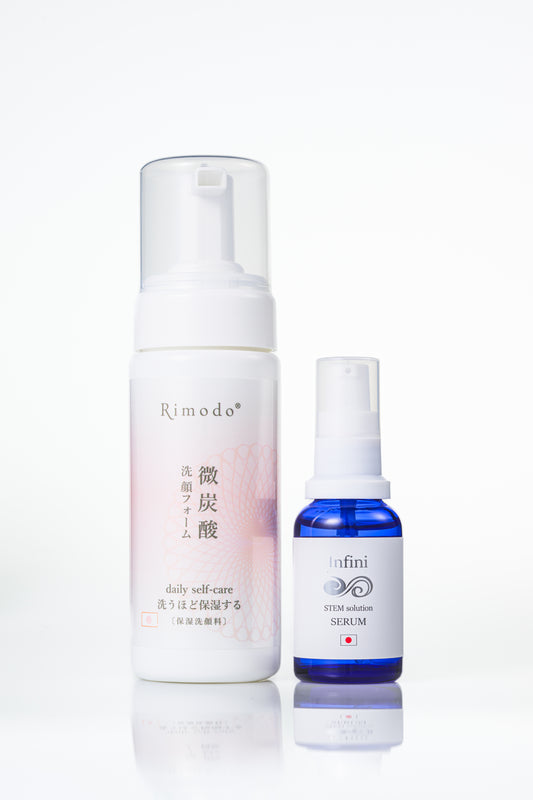 Infini Stem Solution Serum ＆ Rimodo | かんたんお手入れセット（微炭酸洗顔フォーム）